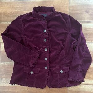 Chic Stretch Corduroy Burgundy Blazer